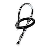 Серебристый уретральный плаг-бусины TOYFA Metal с мягким фиксириющим кольцом - ToyFa - купить с доставкой в Калуге