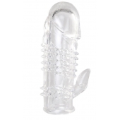 Прозрачная гелевая насадка с шипами и клиторальным отростком - 13 см. - Toyfa Basic - в Калуге купить с доставкой