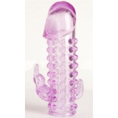 Закрытая фиолетовая насадка с 2 отростками - 13 см. - Toyfa Basic - в Калуге купить с доставкой