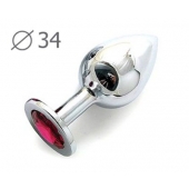 Коническая серебристая анальная втулка с малиновым кристаллом - 8,2 см. - Anal Jewelry Plug - купить с доставкой в Калуге