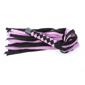 Черно-розовая плеть из замши - 58 см. - БДСМ Арсенал - купить с доставкой в Калуге