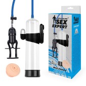 Прозрачная вакуумная вибропомпа Sex Expert с насадкой-вагиной - Sex Expert - в Калуге купить с доставкой