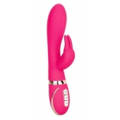 Розовый силиконовый вибратор с клиторальным отростком Signature Silicone Ultra-Soft Rabbit - 22,75 см. - California Exotic Novelties