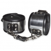 Эффектные серебристо-черные наручники с металлическим блеском - Sitabella - купить с доставкой в Калуге