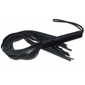 Чёрная кожаная плеть с жесткой ручкой - 63 см. - Sitabella - купить с доставкой в Калуге