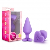 Фиолетовая анальная пробка Naughty Candy Heart Do Me Now - 8,9 см. - Blush Novelties - купить с доставкой в Калуге