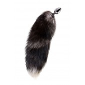 Серебристая металлическая анальная втулка с хвостом чернобурой лисы - размер S - ToyFa - купить с доставкой в Калуге