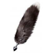 Серебристая металлическая анальная втулка с хвостом чернобурой лисы - размер S - ToyFa - купить с доставкой в Калуге