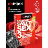 Презервативы для орального секса DOMINO Sweet Sex с ароматом клубничного коктейля  - 3 шт. - Domino - купить с доставкой в Калуге