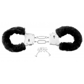 Меховые чёрные наручники Beginner s Furry Cuffs - Pipedream - купить с доставкой в Калуге