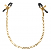 Чёрные с золотом зажимы на соски Gold Chain Nipple Clamps - Pipedream - купить с доставкой в Калуге