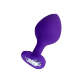 Фиолетовая анальная втулка Diamond Heart с прозрачным кристаллом - 8 см. - ToyFa - купить с доставкой в Калуге