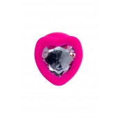 Розовая анальная втулка Diamond Heart с прозрачным кристаллом - 9,5 см. - ToyFa - купить с доставкой в Калуге