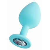 Мятная анальная втулка Brilliant с прозрачным кристаллом - 8 см. - ToyFa - купить с доставкой в Калуге