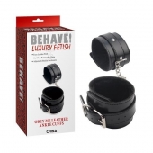 Черные оковы на ноги Obey Me Leather Ankle Cuffs - Chisa - купить с доставкой в Калуге