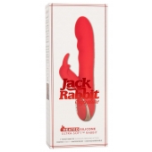 Красный вибромассажер-кролик с функцией нагрева Heated Silicone Ultra-Soft Rabbit - 21,5 см. - California Exotic Novelties