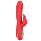 Красный вибромассажер-кролик с функцией нагрева Heated Silicone Ultra-Soft Rabbit - 21,5 см. - California Exotic Novelties