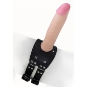 Черный узкий пояс на бедро с телесной насадкой - LOVETOY (А-Полимер) - купить с доставкой в Калуге