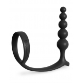 Черная анальная цепочка с эрекционным кольцом Ass-gasm Cockring Anal Beads - Pipedream - в Калуге купить с доставкой