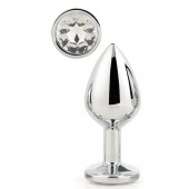 Серебристая анальная втулка с прозрачным кристаллом - 7,1 см. - Dream Toys - купить с доставкой в Калуге