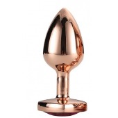 Золотистая анальная втулка с кристаллом-сердечком розового цвета - 7,1 см. - Dream Toys - купить с доставкой в Калуге