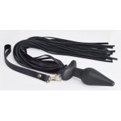 Черная анальная пробка с плетью - Sitabella - купить с доставкой в Калуге