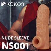 Телесная открытая насадка-реалистик с подхватом мошонки Nude Sleeve L - 14 см. - KOKOS - в Калуге купить с доставкой