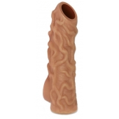 Телесная насадка с венками и открытой головкой Nude Sleeve L - 14 см. - KOKOS - в Калуге купить с доставкой