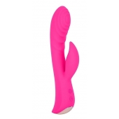 Ярко-розовый вибромассажер-кролик 5  Silicone Ripple Passion - 19,1 см. - Erokay