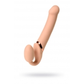 Телесный безремневой вибрострапон Vibrating Bendable Strap-On L - Strap-on-me - купить с доставкой в Калуге