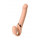 Телесный безремневой вибрострапон Vibrating Bendable Strap-On L - Strap-on-me - купить с доставкой в Калуге