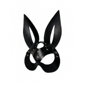 Черная кожаная маска зайки Miss Bunny - БДСМ Арсенал - купить с доставкой в Калуге