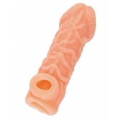 Телесная закрытая насадка с венками Cock Sleeve Size S - 13,8 см. - KOKOS - в Калуге купить с доставкой