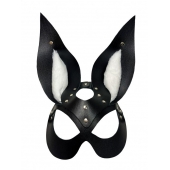Черная маска зайки с белым мехом на ушках Miss Bunny - БДСМ Арсенал - купить с доставкой в Калуге
