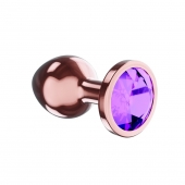 Пробка цвета розового золота с фиолетовым кристаллом Diamond Amethyst Shine S - 7,2 см. - Lola Games - купить с доставкой в Калуге