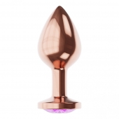 Пробка цвета розового золота с фиолетовым кристаллом Diamond Amethyst Shine S - 7,2 см. - Lola Games - купить с доставкой в Калуге