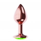 Пробка цвета розового золота с лаймовым кристаллом Diamond Emerald Shine S - 7,2 см. - Lola Games - купить с доставкой в Калуге