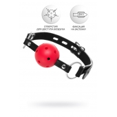 Красный кляп-шар на черных ремешках - ToyFa - купить с доставкой в Калуге