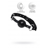 Черный кляп-шар на кожаных ремешках Anonymo - ToyFa - купить с доставкой в Калуге