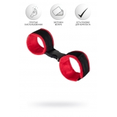 Красно-черные велюровые наручники Anonymo - ToyFa - купить с доставкой в Калуге