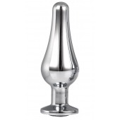 Серебристая анальная пробка с кристаллом Silver Pleasure Plug S - 9 см. - Dream Toys