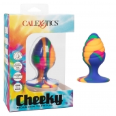 Яркая анальная пробка Cheeky Medium Swirl Tie-Dye Plug - 7,5 см. - California Exotic Novelties