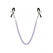 Зажимы для сосков с фиолетовой цепочкой Sweet Caress Nipple Chain - Sweet Caress - купить с доставкой в Калуге