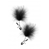 Зажимы на соски с черными пуховыми кисточками Sweet Caress Feather Nipple Clumps - Sweet Caress - купить с доставкой в Калуге