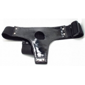 Чёрные лаковые трусики для страпона - БДСМ Арсенал - купить с доставкой в Калуге