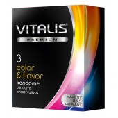Цветные ароматизированные презервативы VITALIS PREMIUM color   flavor - 3 шт. - Vitalis - купить с доставкой в Калуге