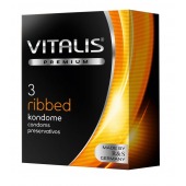 Ребристые презервативы VITALIS PREMIUM ribbed - 3 шт. - Vitalis - купить с доставкой в Калуге