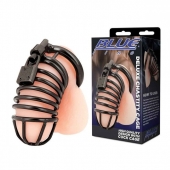 Черная металлическая клетка с замком Deluxe Chastity Cage - BlueLine - купить с доставкой в Калуге