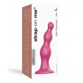Розовая насадка Strap-On-Me Dildo Plug Beads size L - Strap-on-me - купить с доставкой в Калуге