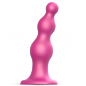 Розовая насадка Strap-On-Me Dildo Plug Beads size L - Strap-on-me - купить с доставкой в Калуге